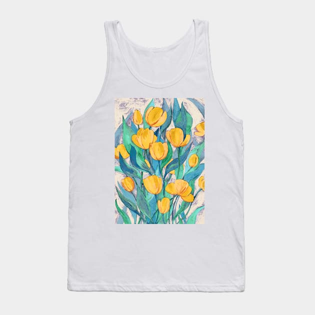 Blooming Golden Tulips in Gouache Tank Top by micklyn